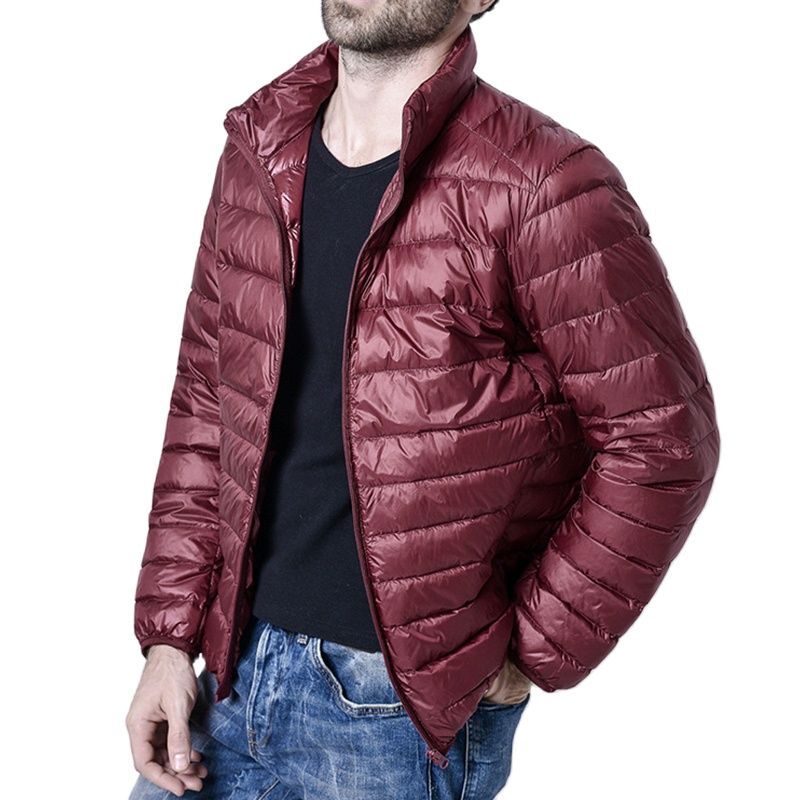 Jaqueta de inverno para baixo masculino ultra leve blusão homem de penas leve portátil casaco quente