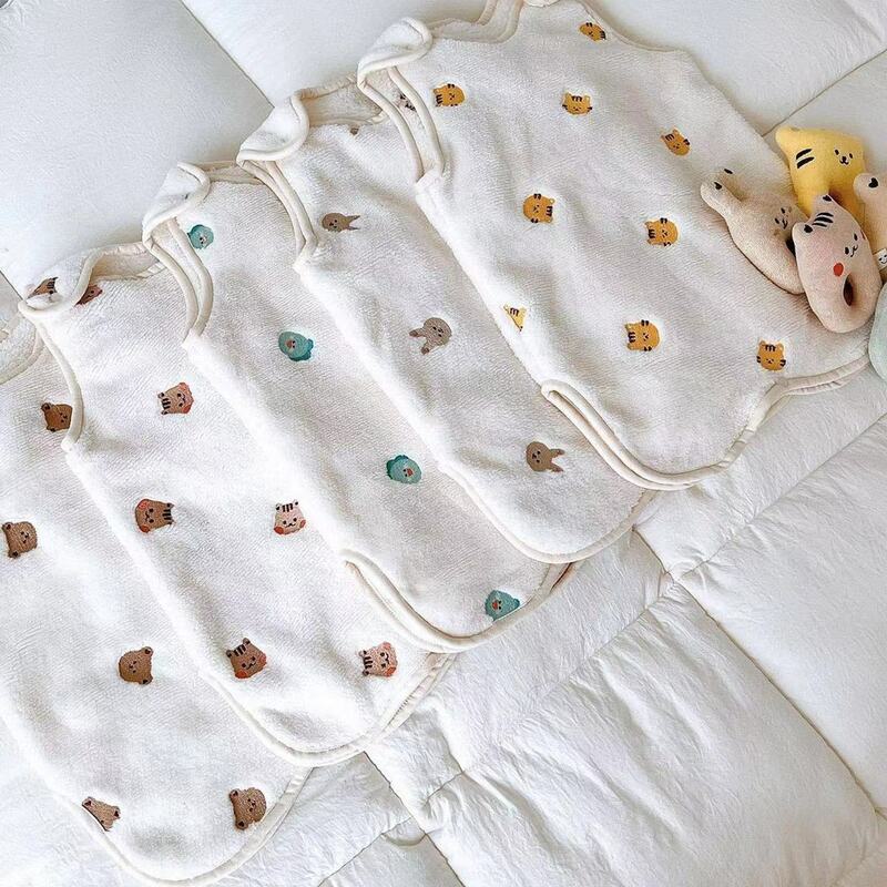 Saco de dormir do velo dos desenhos animados do bebê, Cobertor grosso, Colete anti-pontapé macio, Colete infantil, Cama quente