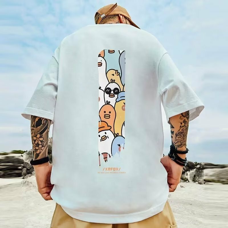 Summer New Casual Loose T-shirt Short sleeved Men's Fashion Loose Printing Large 8XL Hip Hop Couple Wear Half Sleeve Cotton Top