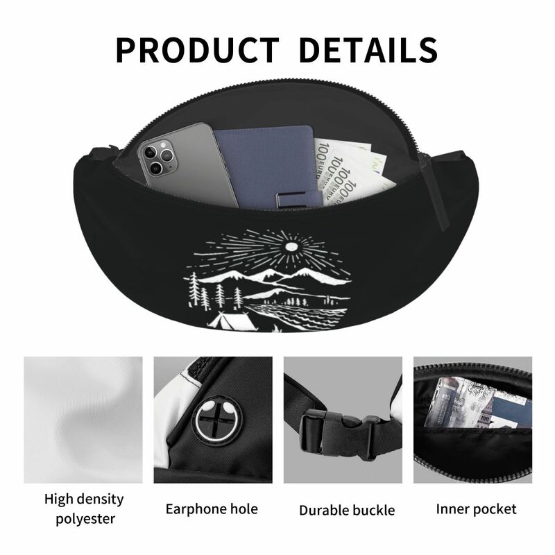 Camping Hiking Adventure Nature Fanny Pack Women Men Casual Travel Hiking Crossbody Waist Bag for Running Phone Money Pouch