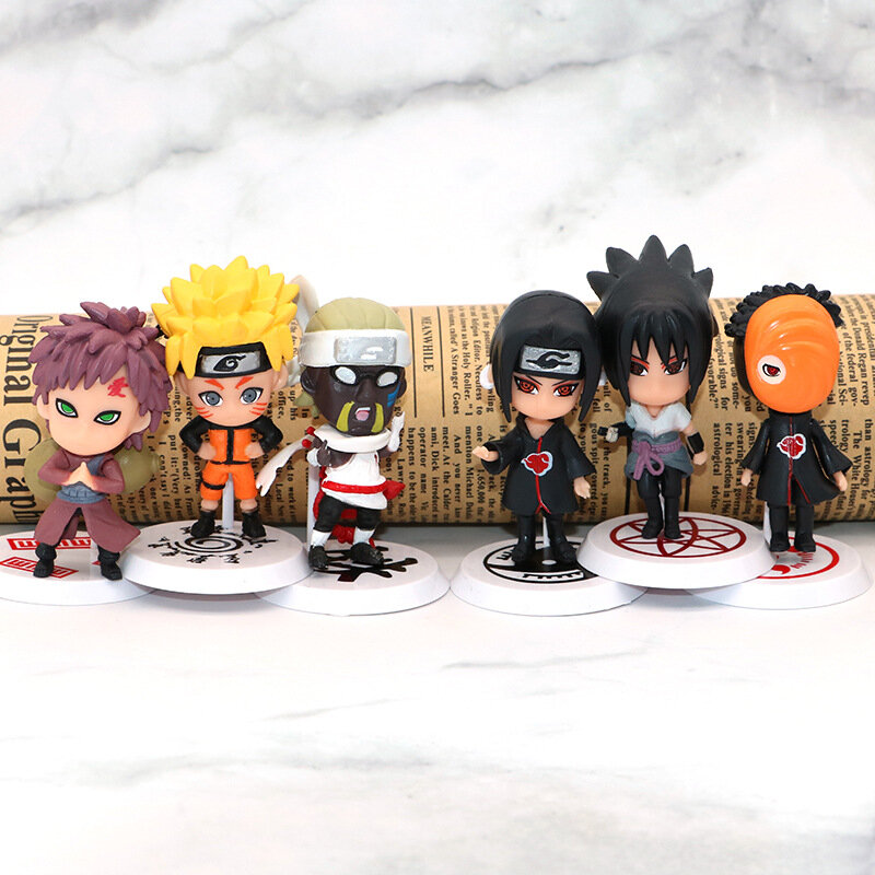 Figuras de Anime de Naruto Shippuden, Hinata, Sasuke, Itachi, Kakashi, Gaara, versión Q, juguetes de PVC, muñecas, regalo para niños, 6 piezas por juego
