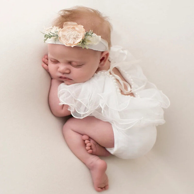Newborn Photography Props Baby Girls Romper Outfit Lace Jumpsuit Bodysuit Fotografia Clothes Infants Photo Shooting Clothing