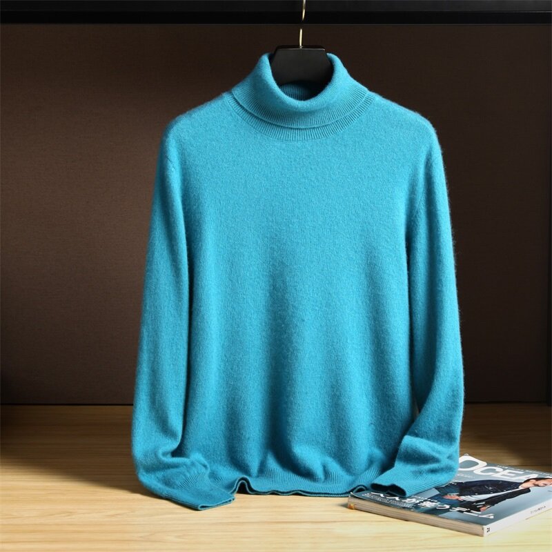 Men's Sweater, Loose Jumper, Long Sleeves, New Autumn/Winter 22, Pure Knit Sweater, Half Turtleneck, Solid Color, Loose Base Top