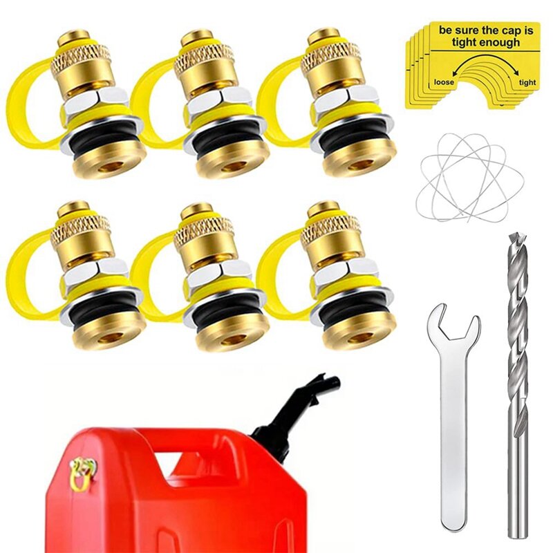 Fuel Gas Can Vent Caps, 6 Pack Upgrade Fuel Gas Can Vent Kit, Used For All For Gas Can Fuel Tank Water Jug Enhances Flow Durable