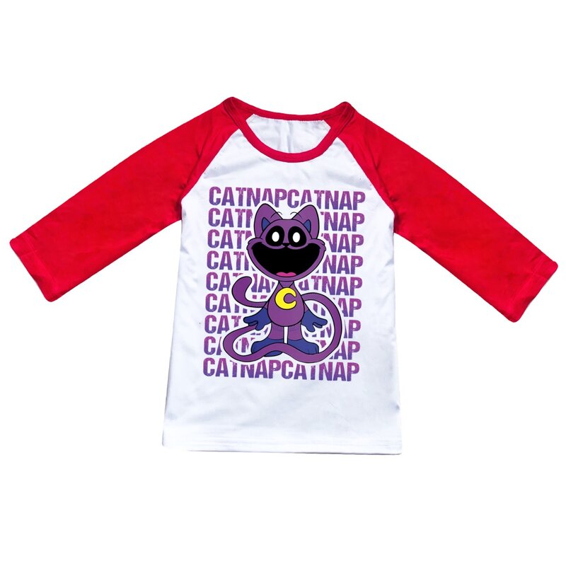 Camiseta de Critters Sonrientes para niños, camisetas informales para bebés, Tops de tres cuartos, ropa de moda para niños