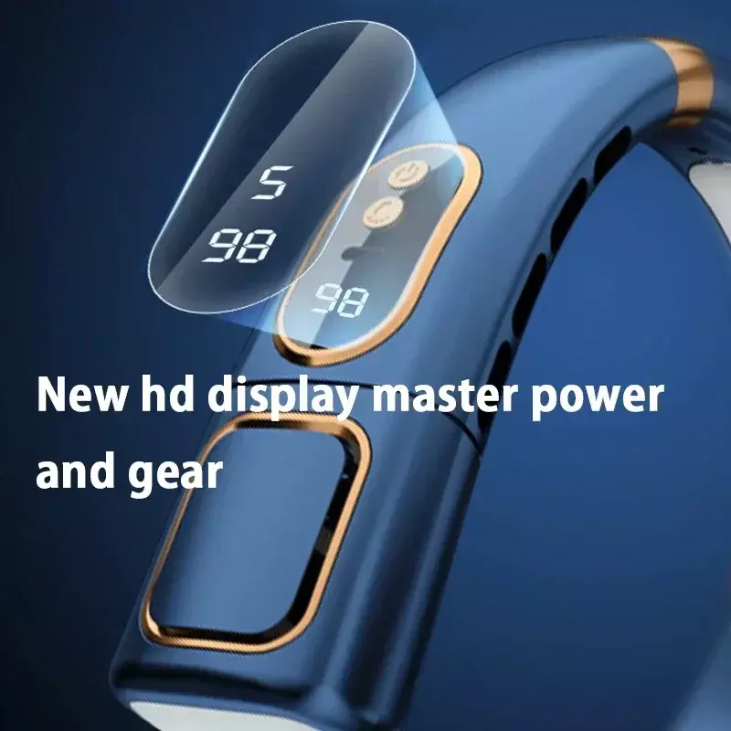 Вентилятор для шеи Xiaomi безлопастный с цифровым дисплеем, портативный летний воздухоохладитель с шейным ободом, зарядка через USB