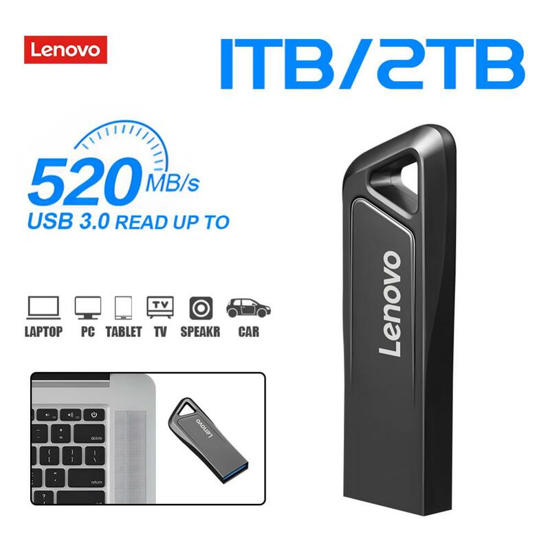 레노버 USB 플래시 드라이브, 금속 휴대용 USB 디스크, 방수 USB 펜 드라이브, 2TB USB 3.0, 1TB, 512GB, 256GB, 128GB