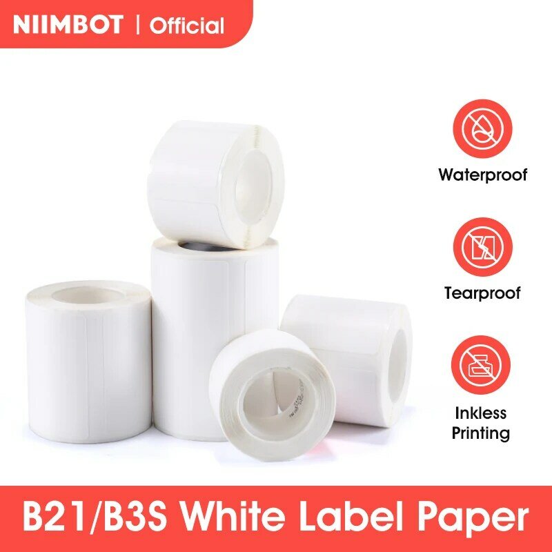 NIIMBOT-etiqueta térmica B21 B3S, 2 rollos, precio de ropa, etiqueta autoadhesiva de alimentos, impermeable, papel de impresora inteligente de bolsillo para oficina