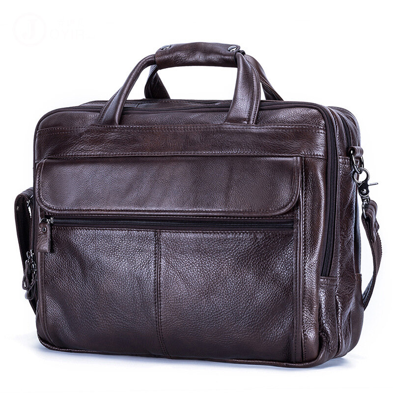 Fashion Genuine Leather Briefcase Bag For Men Male Laptop Business Handbags Soft Cowhide Men's Tote Bag 14 15 Inch Shoulder Bag