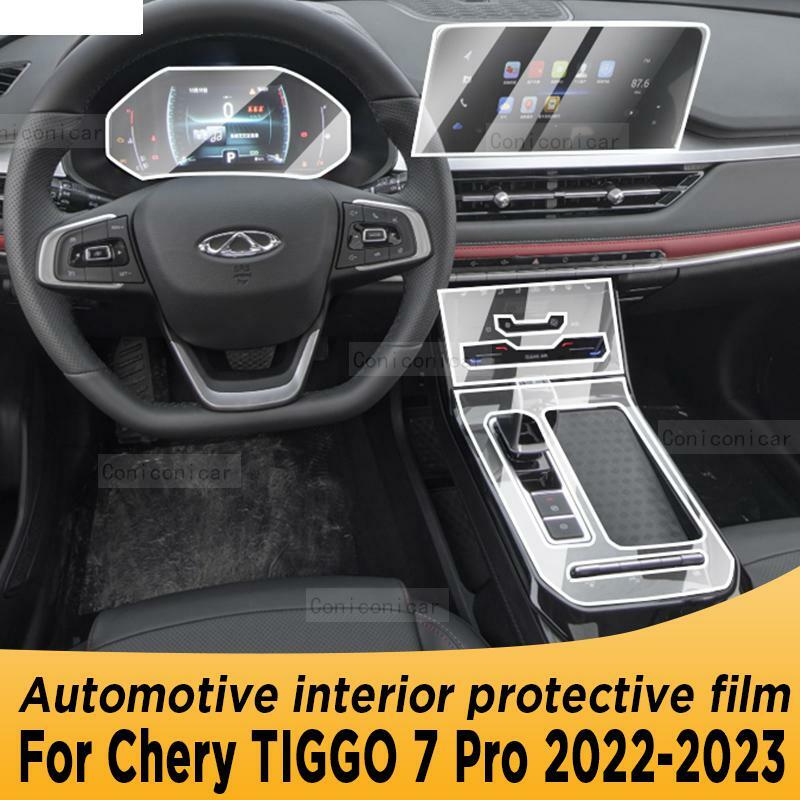 Dla Chery TIGGO 7 Pro 2022-2023 Panel nawigacyjny Panel skrzyni biegów samochodowy wnętrze TPU przezroczysta folia ochronna zapobiegająca zarysowaniom