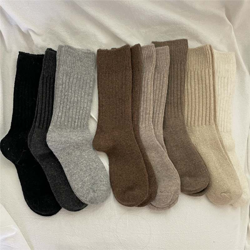 Chaussettes longues thermiques en laine cachemire pour femmes, vêtements d'intérieur pour dormir, chaussettes épaisses et chaudes, chaussettes d'équipage, automne, hiver