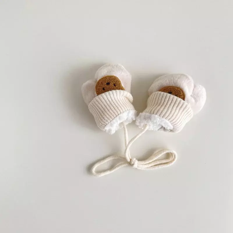 Warm Glove for Baby Korean Fashion Kawaii Cartoon Bear Mittens for Toddler Boy Girl Autumn Winter Warm Glove for 1-4 Year Kids