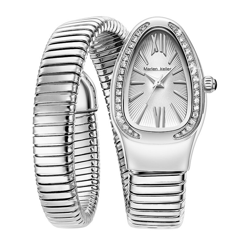 Unique Design Snake Shaped Bracelet Style Watch Woman fashion ladies Diamond Ornaments Gfit Casual watch