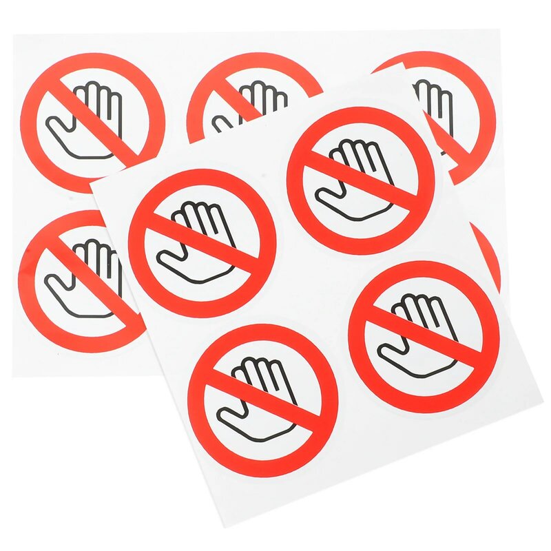 Label keselamatan tanda keamanan lucu tidak ada tanda sentuh tidak digunakan alat peringatan tangan stiker vinil bulat halaman Mobil