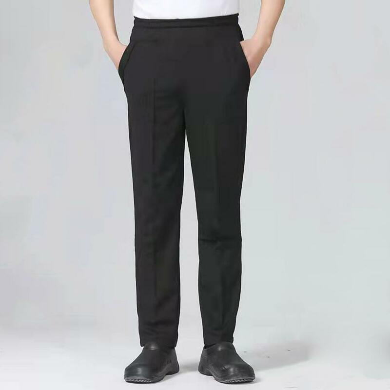 Pantaloni da cuoco pantaloni da cuoco Unisex con tasche sicure in tessuto traspirante elastico in vita per il servizio di ristorazione uniformi da cucina Cook