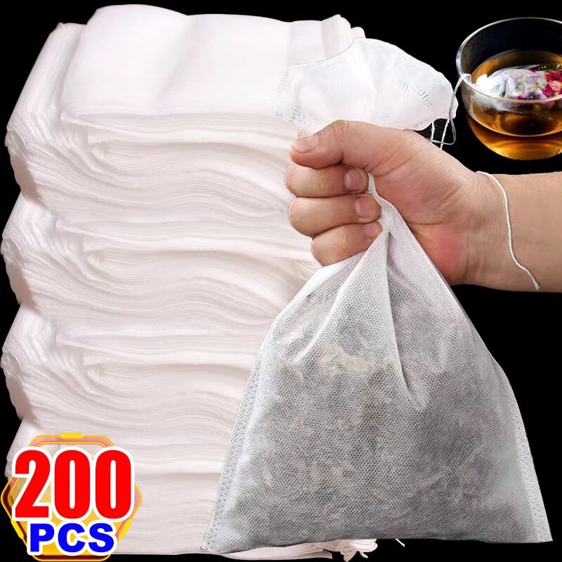 Bolsas de filtro de té desechables, bolsa de té de tela no tejida con cordón, papel de filtro de cocina para café, hierbas, paquete de cocina Suelto
