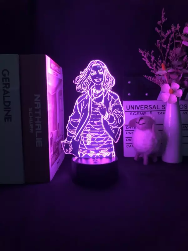 ميكي طوكيو ريفينجرز 3D ضوء ليلي ، أنيمي ياباني ضوء ليلي ، قاعدة ساعة منبه ، مصباح مانجا مع مستشعر لمس عن بعد ، مصابيح طاولة