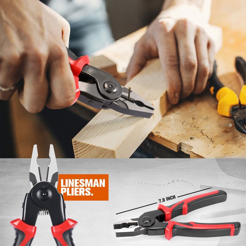 5 In 1 Versatile Tool Kit with Linesman Plier Wire Stripper Crimping Tools Sheet Metal Shear and Diagonal Plier