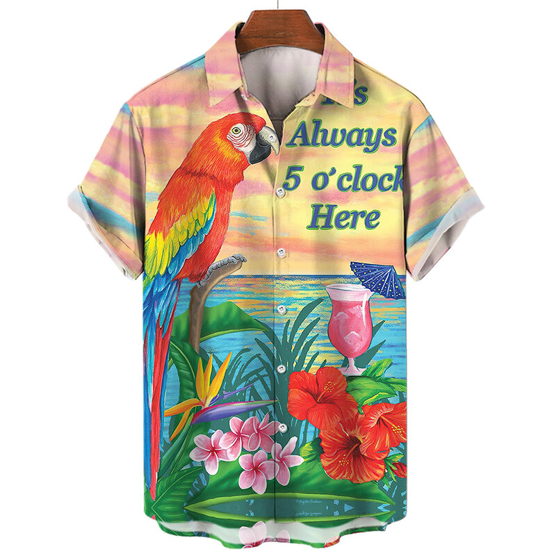 Camisa hawaiana De manga corta para Hombre, blusa informal a la moda para vacaciones en la playa, talla XL, Verano