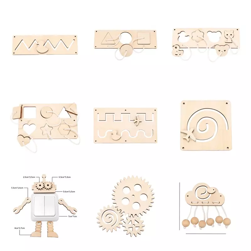 2024 DIY Montessori Busy Board  Accessories Wooden Graffiti Digit Early Ball Sequin Helicopter Educational Toy For Children Gift