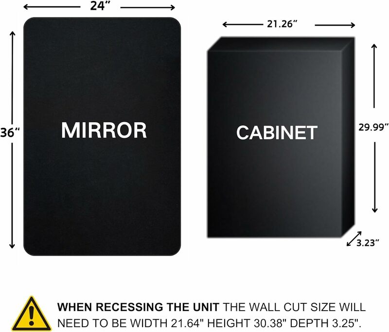 TEHOME-armario de medicina empotrado para baño, mueble de medicina con espejo, redondo, rectangular, con marco de Metal, color negro mate