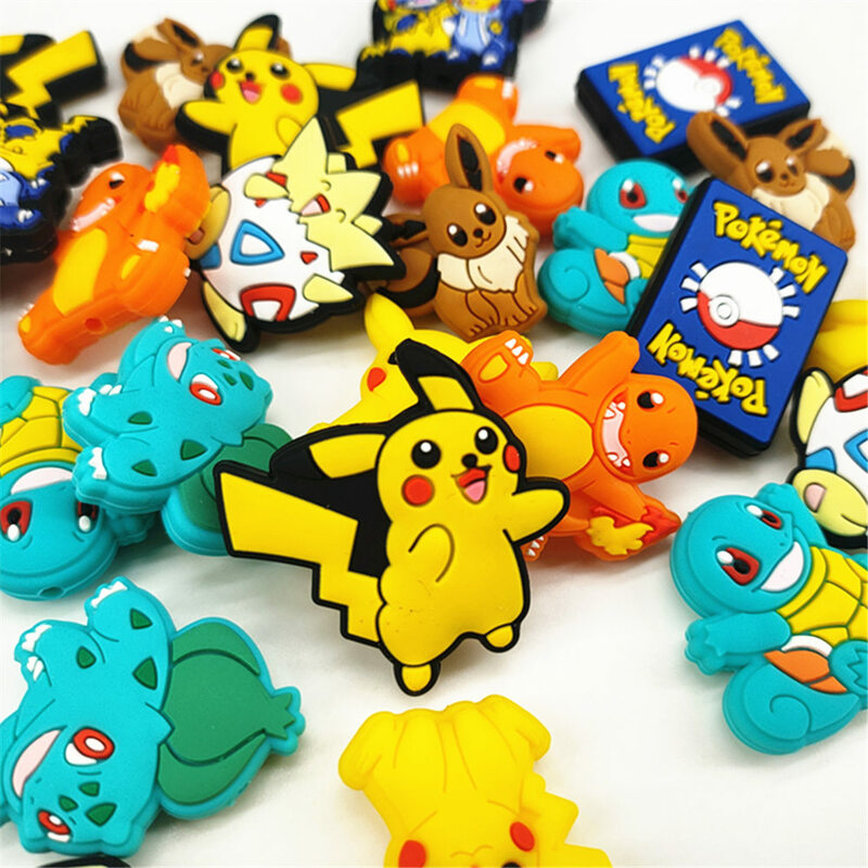 Cuentas focales de silicona de Pokémon para la fabricación de joyas, accesorios hechos a mano, 10 piezas