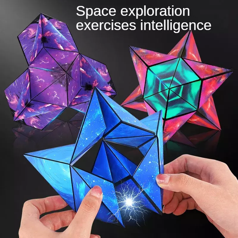 Cubo Mágico Magnético Mutável Geométrico para Crianças, Anti Stress, 3D Hand Flip Puzzle, Stress Reliever Fidget Toy, Variedade de Magia