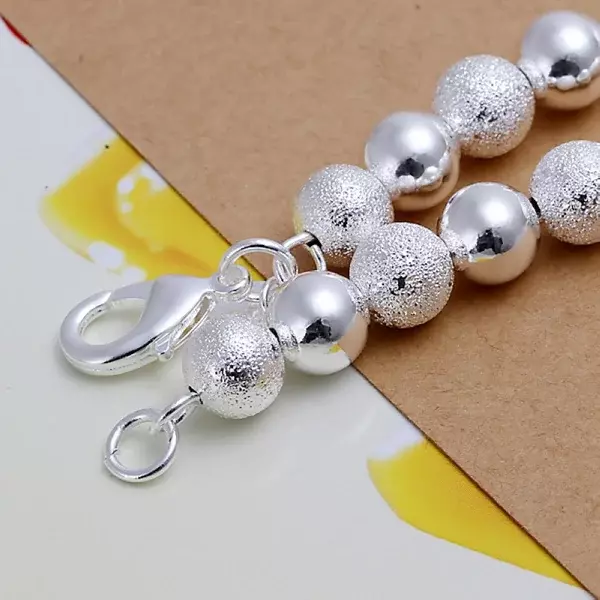 Bracelet de Perles de Sable Exquises Plaquées Argent 925, Breloque de Mariage, Modèles Simples, Mignon, Cadeau d'Anniversaire pour Femme
