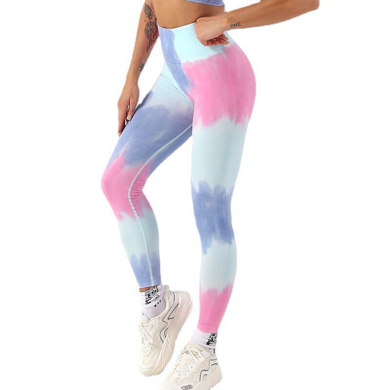 Hot Selling Tie Dye Plus Size Seamless Yoga Pants Training Sports Fitness Butt Lifting High Waist Women Tights Yoga Leggings