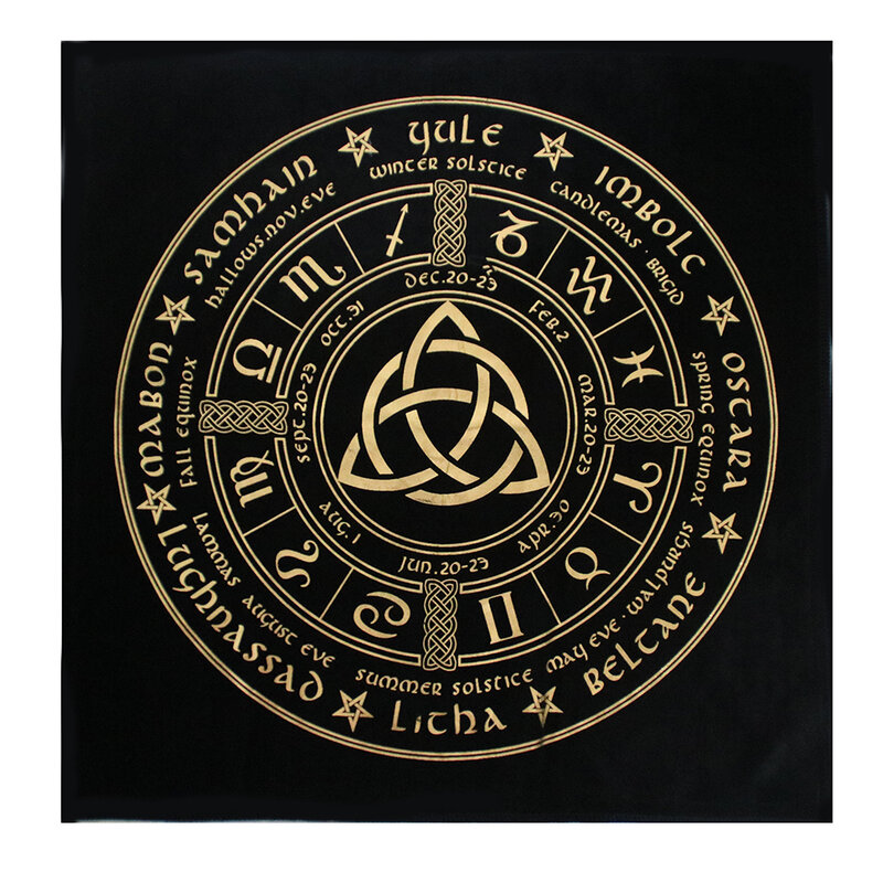 Taplak meja hitam kain Tarot kartu ramalan Halloween taplak meja hitam emas Dekorasi mode Alchemist Sigil Altar