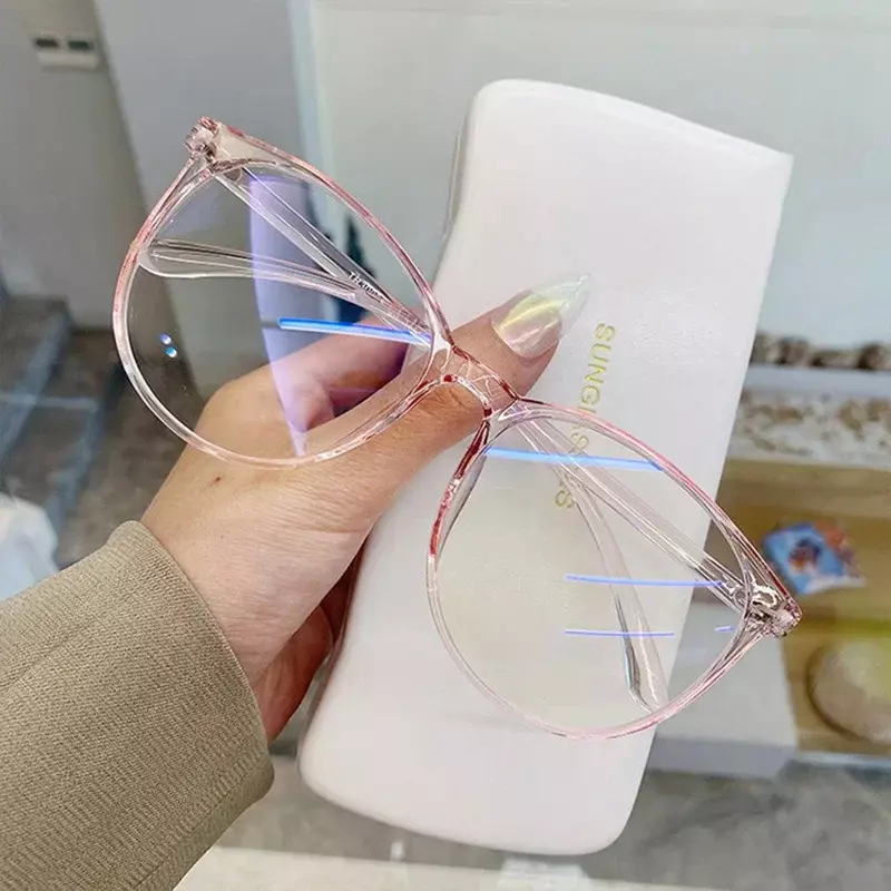 2024 nowych przezroczystych ramki okularów do komputera kobiet mężczyzn blokujące niebieskie światło okrągłe okulary okulary blokujące optyczne okulary okularowe