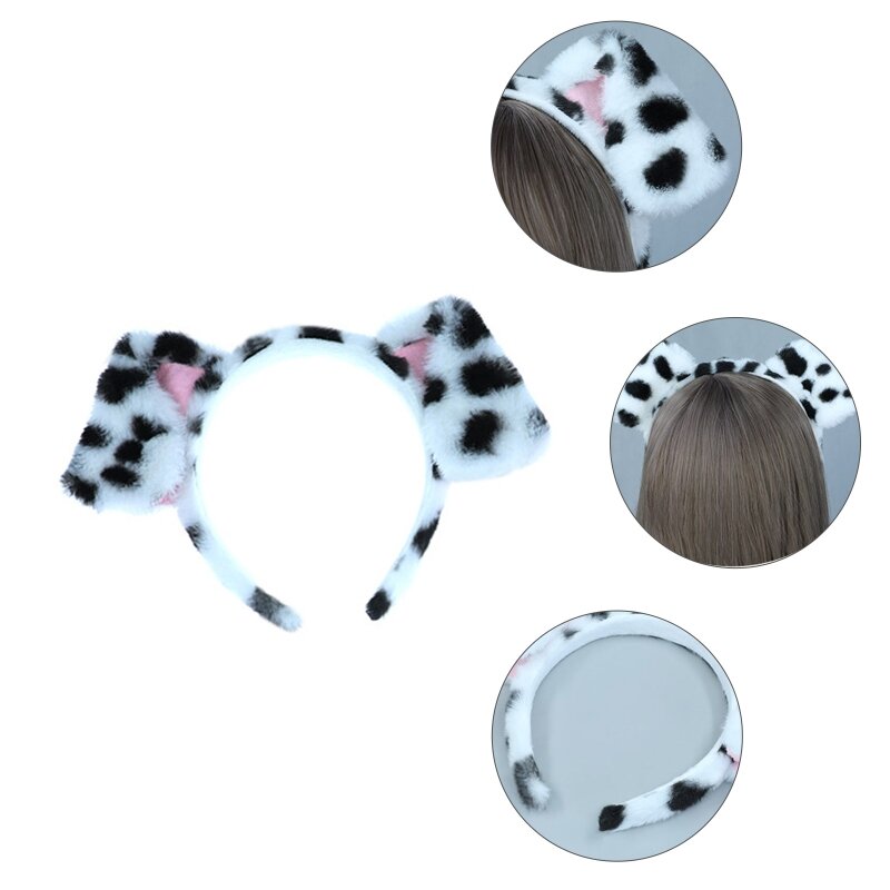 Lolita-Diadema de felpa con orejas de perro para niña, diadema de simulación de animales, diadema peluda de animales, tocado para Cosplay, reunión