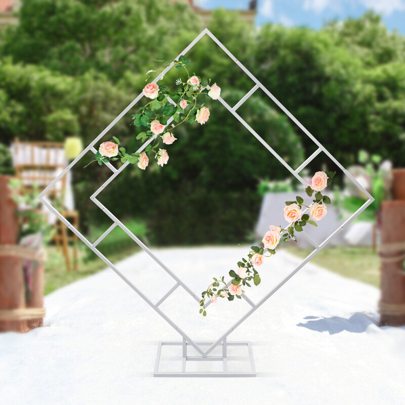 خلفية ديكور الزفاف ، قوس الزفاف ، على شكل الماس ، حامل نباتات التسلق ، إطار مجموعة القوس ، 6.6 قدم