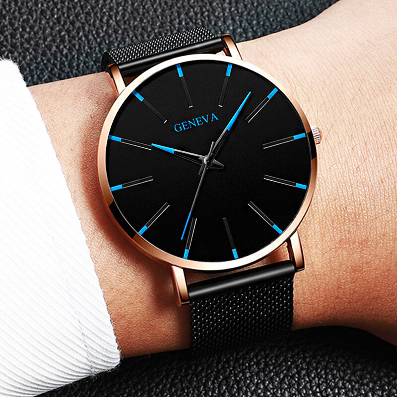 2024 neue Luxus Herren Mode ultra dünne Uhren für männliche Unternehmen Edelstahl Mesh Quarzuhr Relogio Masculino heiße Uhr