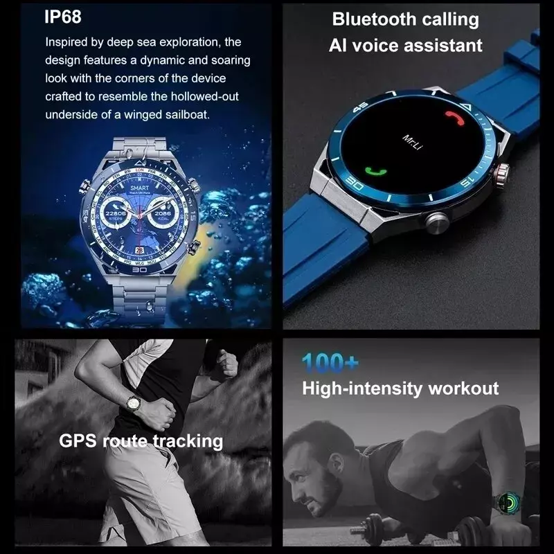 ساعة ذكية بتصميم Ulitmate للرجال والنساء ، 3 أزرار ، ، ، NFC ، ECG ، PPG ، مكالمة بلوتوث ، جزيرة ذكية ، جهاز تعقب بنظام تحديد المواقع ، ساعة رياضية بوصلة
