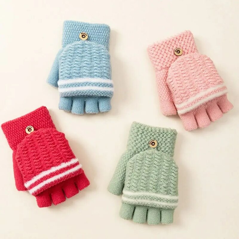 Перчатки с открытыми пальцами для мужчин и женщин, теплые митенки из плотной пряжи, с защитой от холода, для студентов, зимние