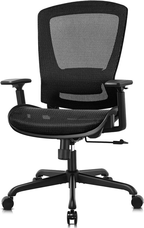 Компьютерный стол и стул, прочное рабочее кресло-регулируемая поддержка талии и подлокотники, функция откидывания, удобное широкое сиденье