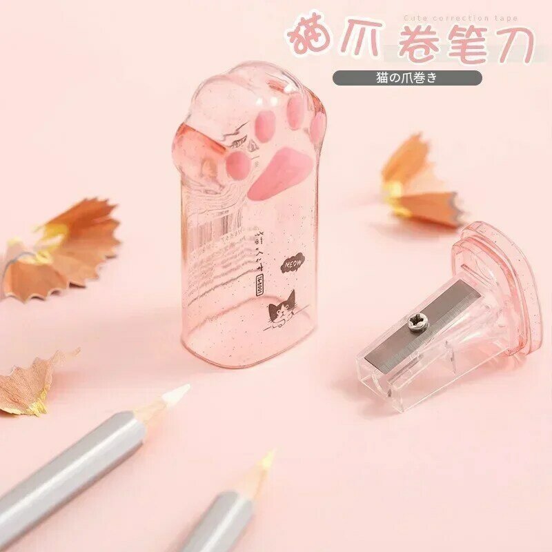 Plastic Pink Cat Pencil Sharpener Creative Kawaii Claw Student Stationery for Children Office Supplies Back To School Items