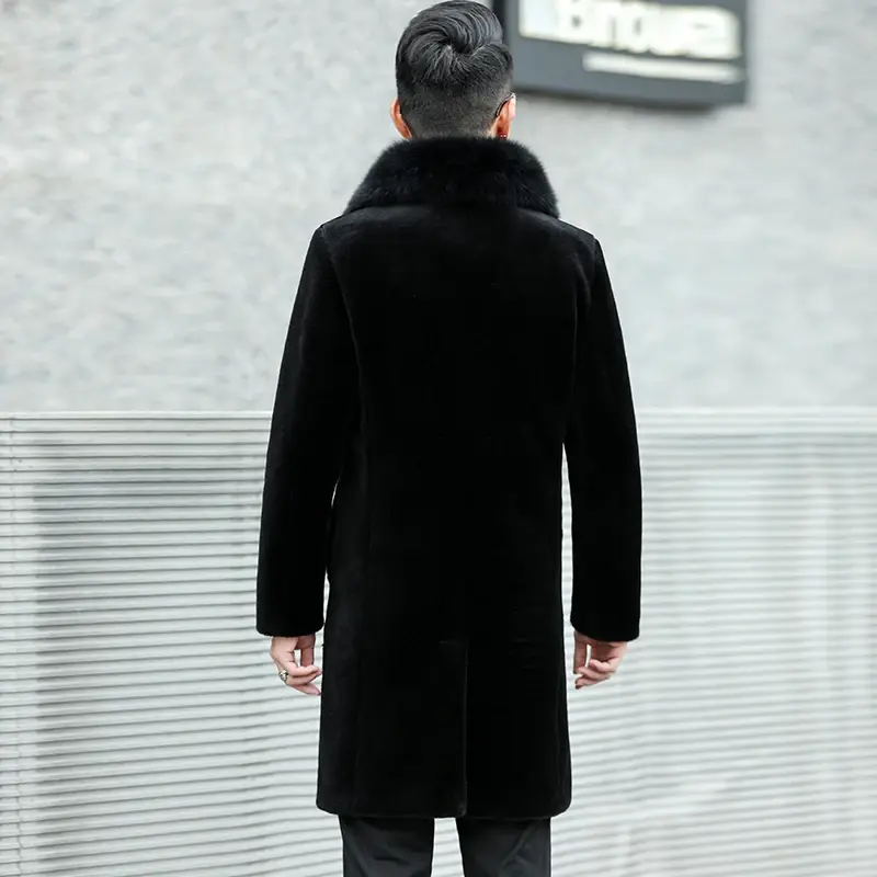 Пальто ayunshare 2021, мужское, зимнее, куртка из короткой овечьей шерсти, длинное, с лисьим мехом