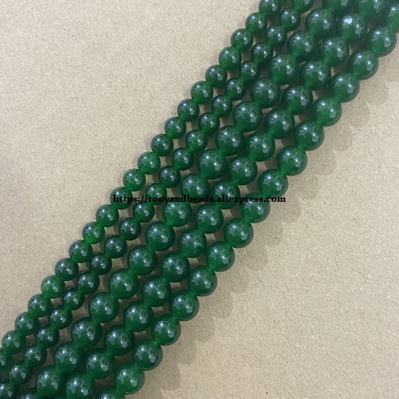Batu alam hijau tua giok bulat manik-manik longgar 6 8 10 MM memilih ukuran untuk membuat perhiasan