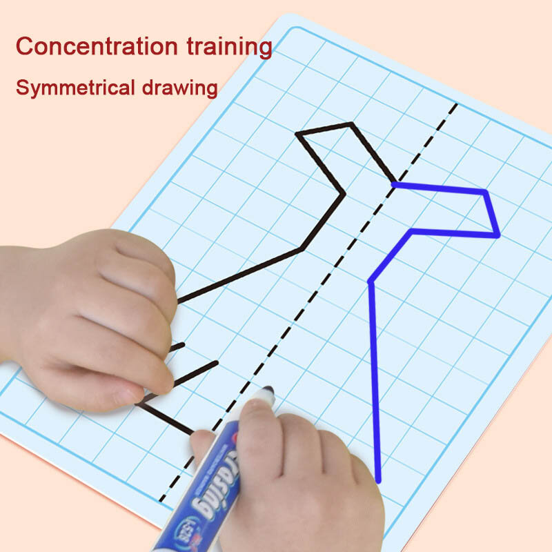 Детская клетчатая симметричная графическая головоломка для рисования, игрушки, творческий концентрированный поезд, картина для рисования, детские учебные пособия
