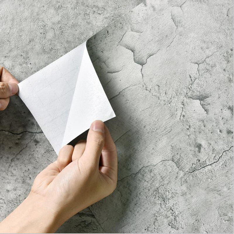 Carta da parati in vinile carta da parati autoadesiva impermeabile cemento grigio controsoffitto carta da contatto cucina mobili da bagno Renovatio