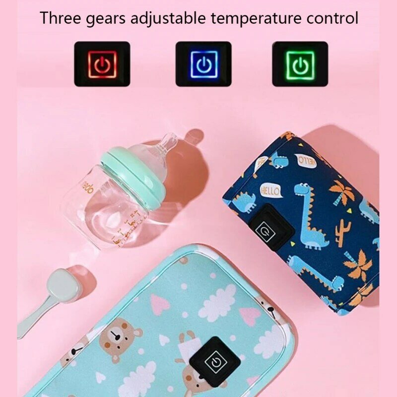 휴대용 USB 아기 젖병 워머, 5V 2A 가열 여행용 우유 워머, 조절 가능한 온도 조절 유방 우유 히터 가방