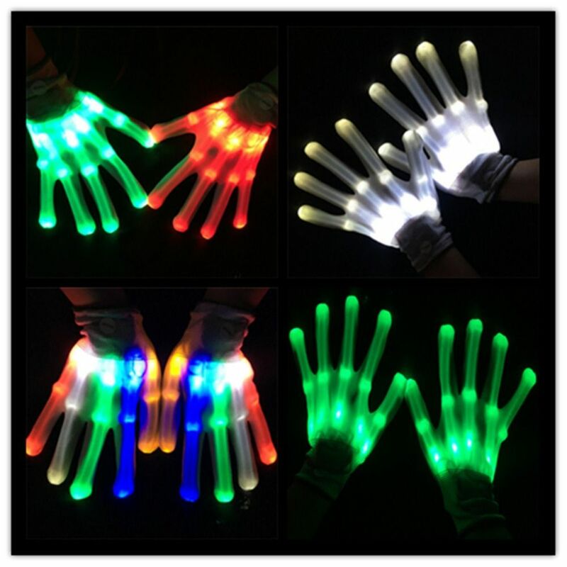 Luminous LED Gloves Adult Kids Neon Funny Party Supplies Stage Costume Glowing Mittens Halloween