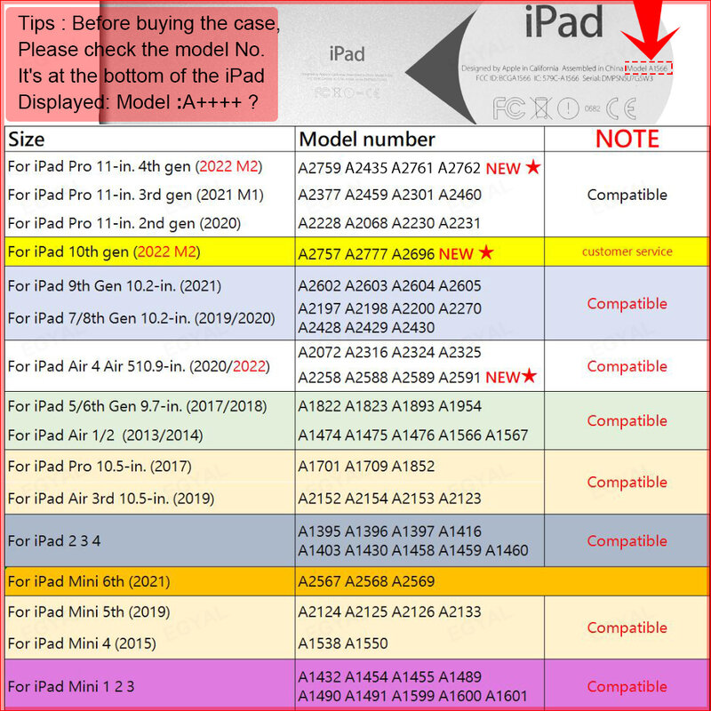 Funda para iPad Air 4 2020, 10,2, 9a, 8ª generación, Pro 11, 2020, 2021, 2022, 10th, Mini 610,5, Air 2, 9,7