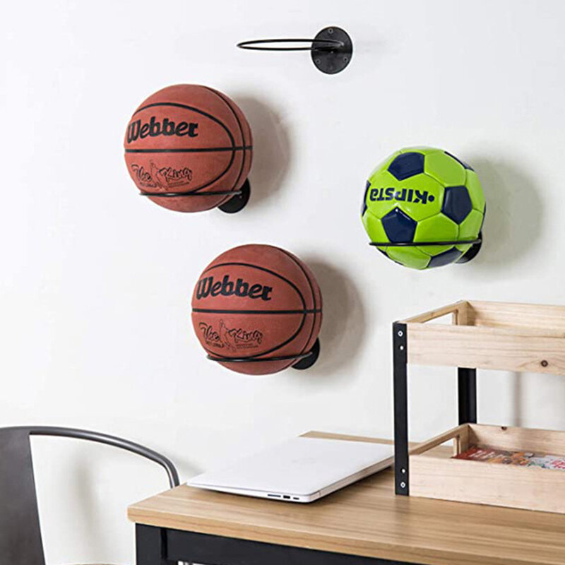 Estante de exhibición de fútbol multiusos montado en la pared, soporte de bola, estante de almacenamiento de baloncesto, ahorro de espacio de hierro, decoración de sala de estar, 1pc