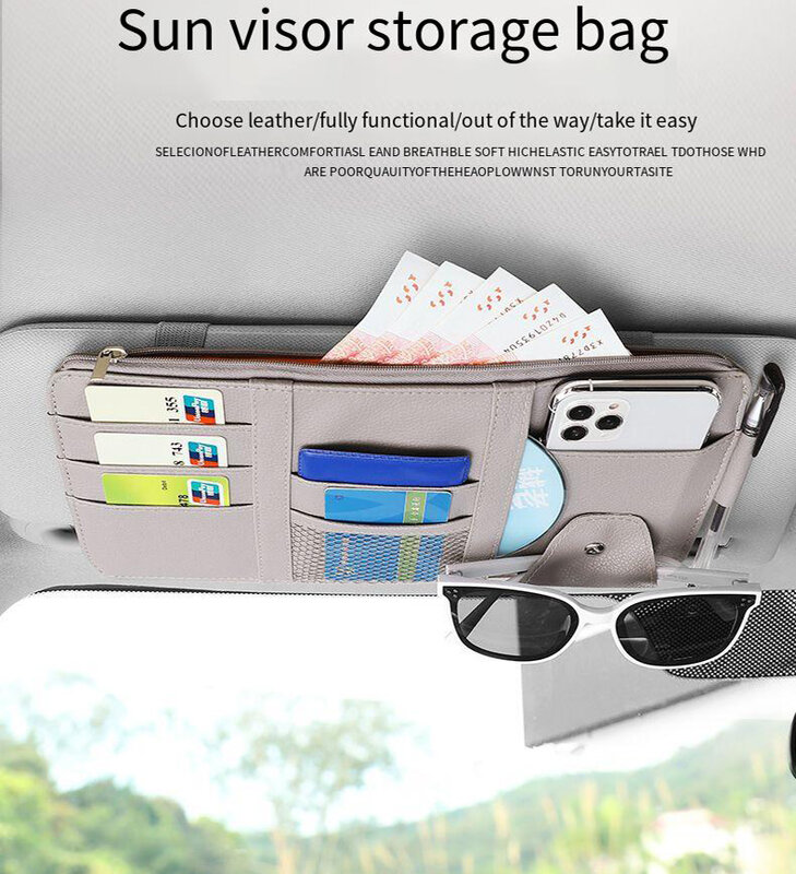 Car Sun Visor Bill Pen Credit Card Holder Sunglasses Clip CD Organizer Storage Box Stowing Tidying Car Accessories