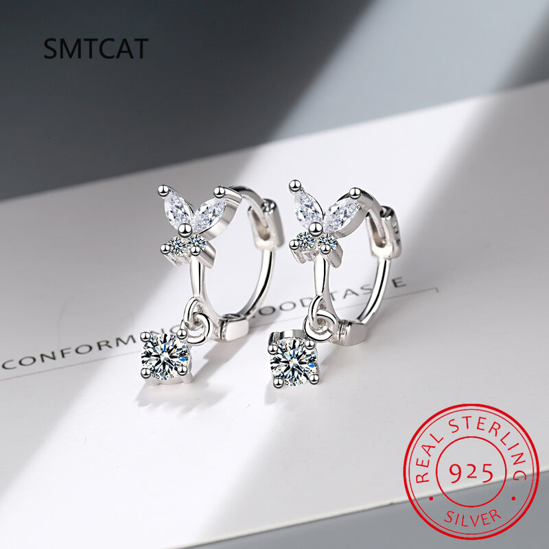 1.6CTTW Full Real Moissanite Butterfly Hoop Earrings for Women S925 Sterling Silver Ear Birthday Anniversary Party Gifts Jewelry