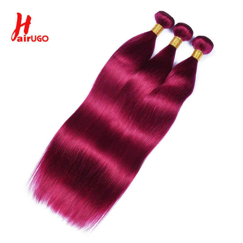Borgonha Straight Pacotes de cabelo humano, BurG Hair Weave, extensões de trama brasileiras, seda vermelha, 100g por pacote