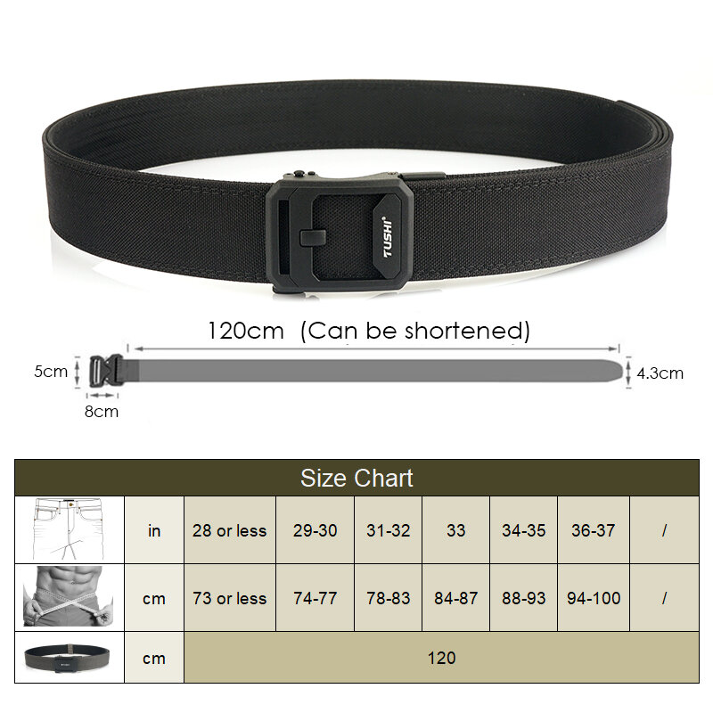 VATLTY 4.3cm Tactical Gun Belt for Men and Women 1100D Nylon Metal Automatic Buckle Police Military Belt Hunting IPSC Girdles